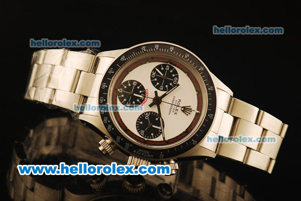 Rolex Daytona Vintage Edition Chronograph Swiss Valjoux 7750 Manual Winding Steel Case/Strap with White Dial and Red Markers - Click Image to Close